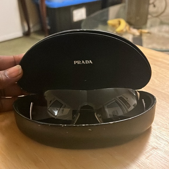 PRADA Sunglasses Black Metal Women Triangle Logo Aviator SPR 601 1BC-3M1 115 3N - Picture 10 of 12